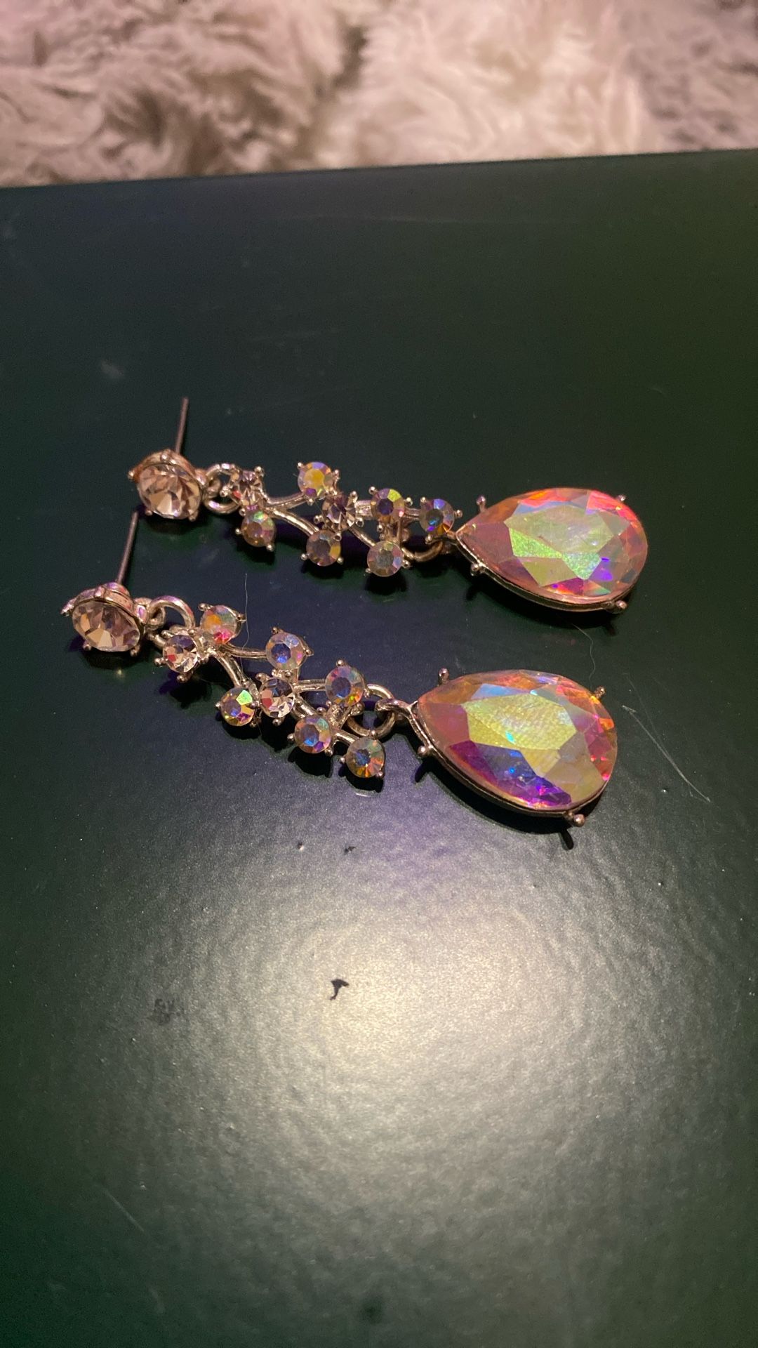 Silver AB Crystal Prom Earrings
