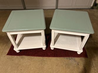 Coastal End Tables with Sage Tops  new Paint