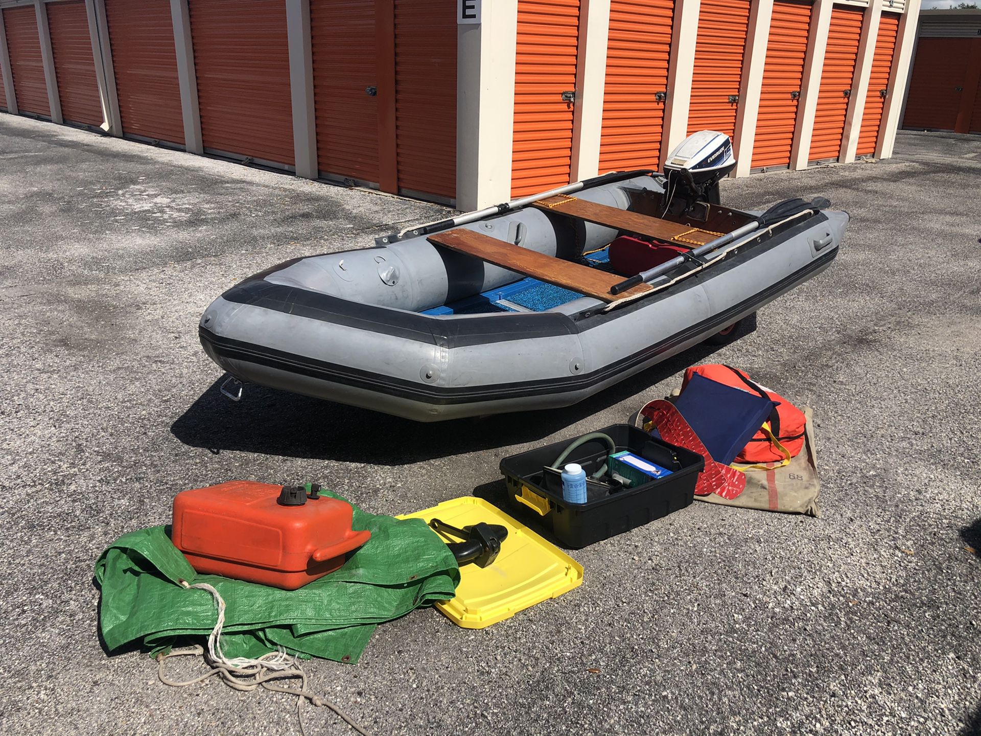 12’ Achilles Dinghy Boat With 15hp Evinrude Motor