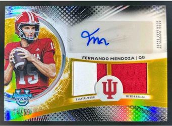 2025 bowman best U Fernando Mendoza auto jersey