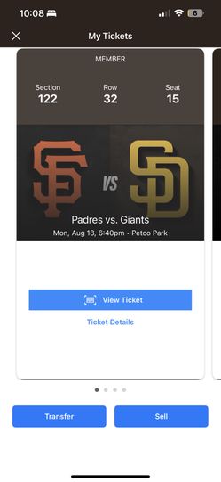 Padres vs. Giants - 4 Tickets (Section 122) - 8/18/25