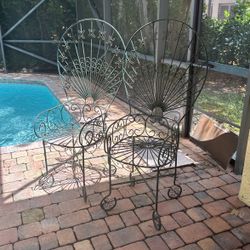 Vintage Iron Peacock Chairs 
