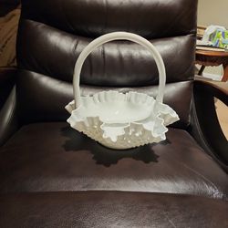 Fenton white hobnail basket perfect condition please check out my other items