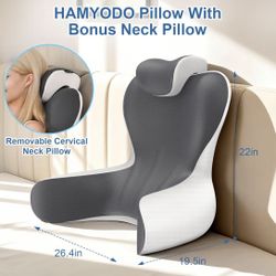 Reading Pillow for Sitting in Bed, 22”H Back Pillow for Sitting Up,Lumbar Rest & Neck Support Bed Pillows,Backrest Bed Chair with Arms for Reclining,G
