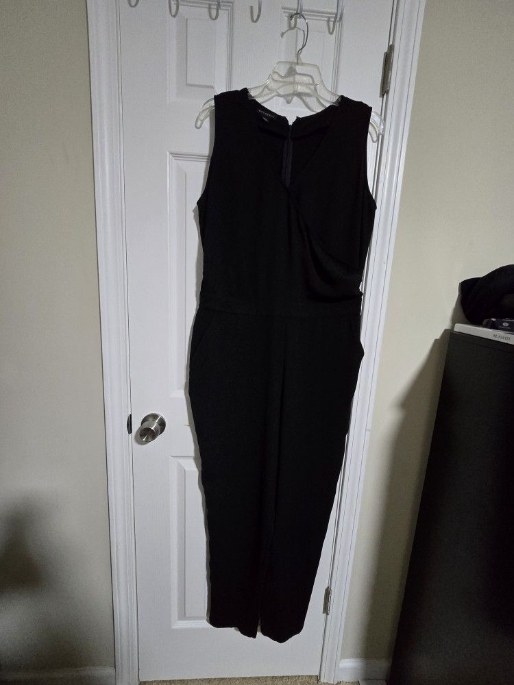 Chic Metaphor Black Jumpsuit Size L - Drape Front & Tailored