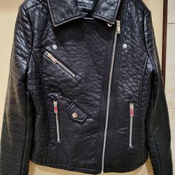 Leather Black Jacket Petite Size 6