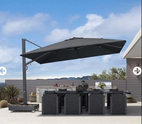 New Purple Leaf Cantilever Umbrella 12'x9' Grey