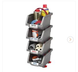 $5 for (1) NEW Husky Stackable 9 in. Click Bin, Gray (4-Pack)