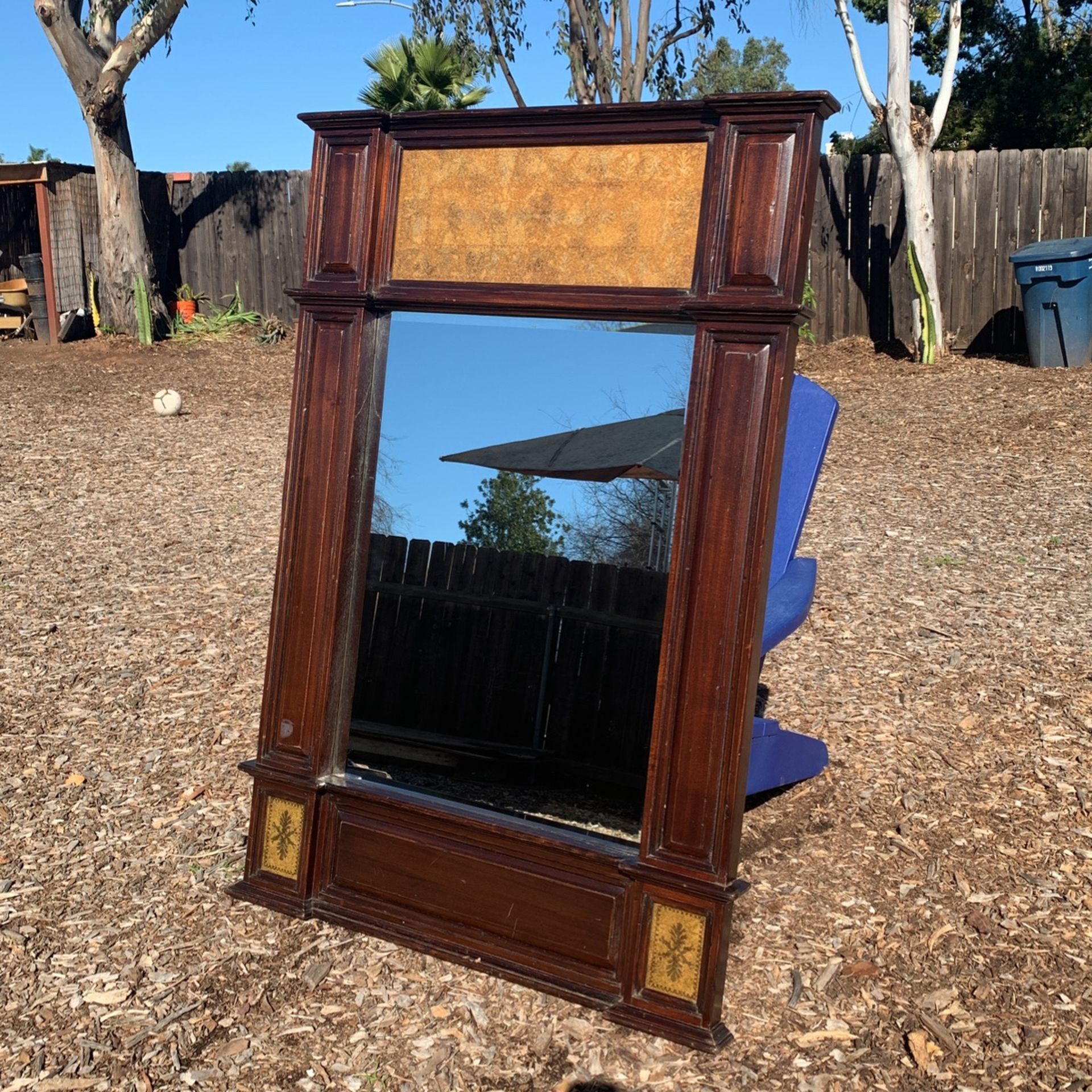 Free South Cone Trading Company Hand Made In Peru Solid Wood Mirror With Golden Glass
