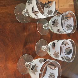  LIBBEY FROSTED SILVER LEAF GLASSWARE 