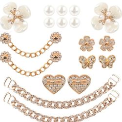 Bling Shoe Charms Bling Chain Shoes Charms Accessories for Women Pearl Flower Clog Shoes Decoration Crystal Rhinestone Shoe Charm Cute Decor for Party
