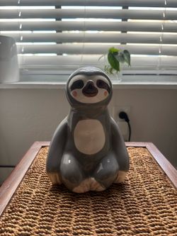 Lila and Jack ceramic gray sloth coin bank