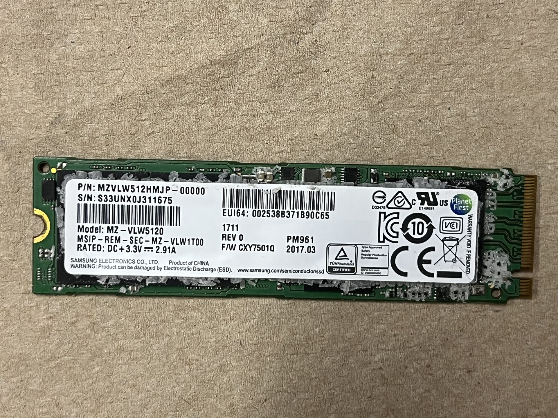 Samsung SSD 512 GBs