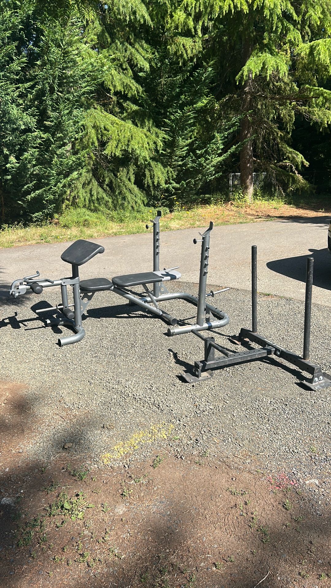 Bench and Squat Rack Plus Concrete Sled