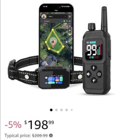 GPS Wireless Dog Collar Fence System & Training Collar, No Monthly Fee App & Remote T
