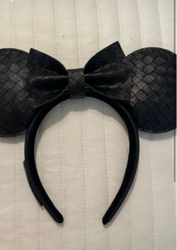 Black Faux Leather Minnie Mouse Ears Headband