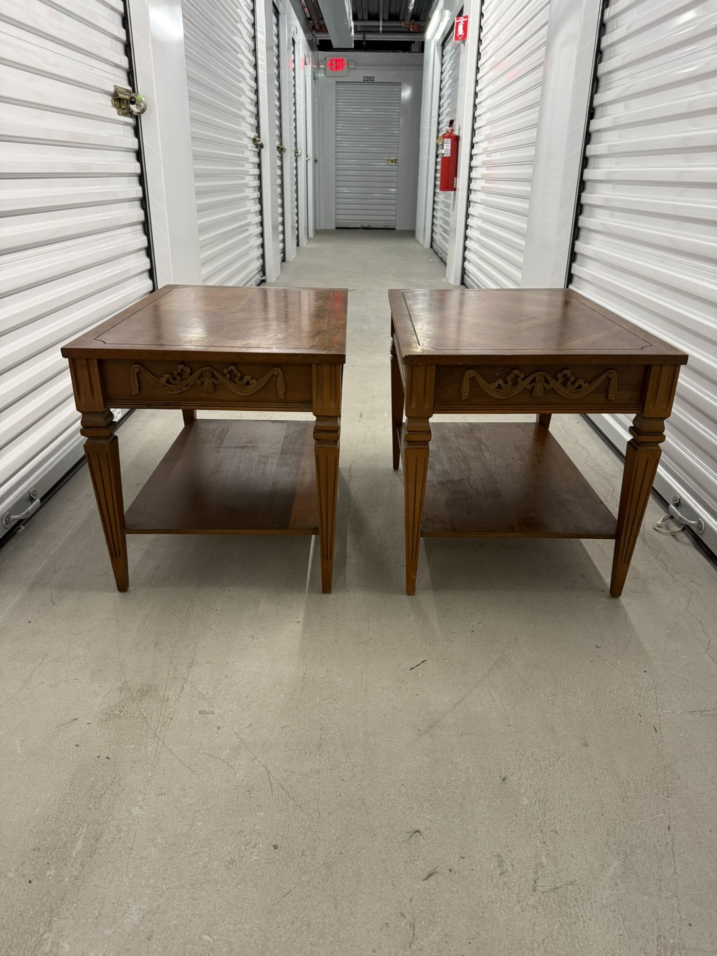 Two Vintage Solid Wood End Tables (30 x 20)