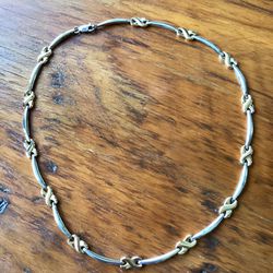 Vintage Zina Of Beverly Hills Sterling & Gold Tone Choker Necklace 
