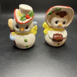 Vintage Christmas Snowman & Snowoman Decorative Figurines