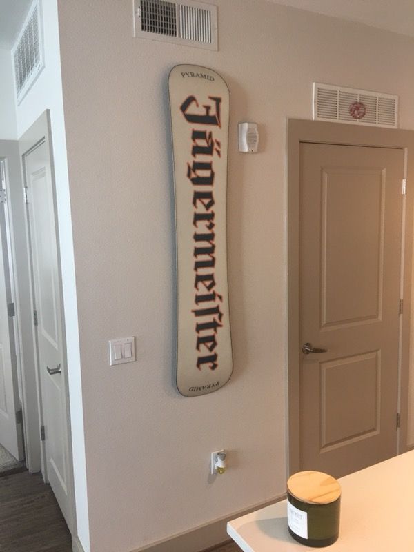 Custom very rare one of 3 ever made jagermeister snowboard .