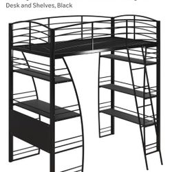 Twin Loft Bed Over Desk And Shelves. $300 OBO