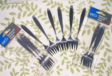 EKCO STAINLESS STEEL SEAFOOD & COCKTAIL FORKS set or 12