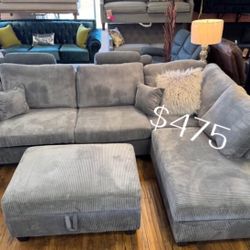 Beautiful! 3-pc Sectional Sofa With Storage Ottoman 