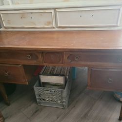 Antique Desk And Armoire Chest 