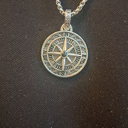 Vintage Viking Compass Pendant Necklace
