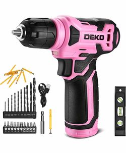 12V Power Drill Set with Pink 800RPM Electric Drills with Tool Set Gift Box, Pink Drill Set