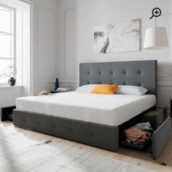 Deyani Upholstered Metal Platform Storage Bed
