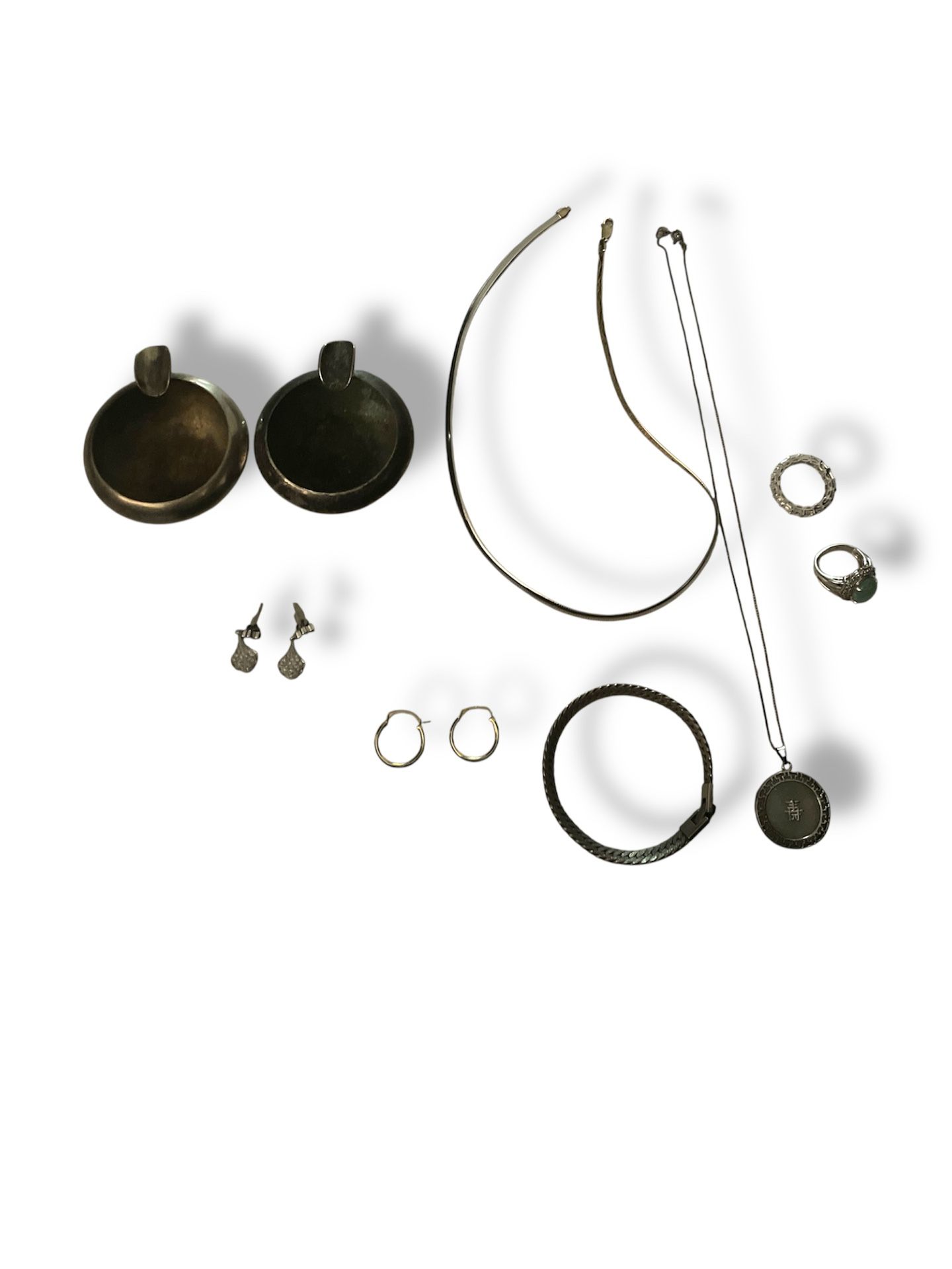 Sterling Silver Lot and 14K Gold earrings