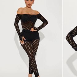 Francesca Fishnet Legging Set - Black