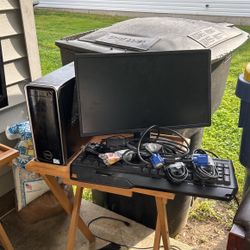 Desktop Computer With Screen, Keyboard, And Connectors