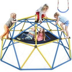 Hapfan Jungle Gym, 1Oft Climbing Dome with Hammock and Swing, Outdoor Play Equipment with Monkey Bars for Kids 3-12, Supports 800LBS Backyard Climbing