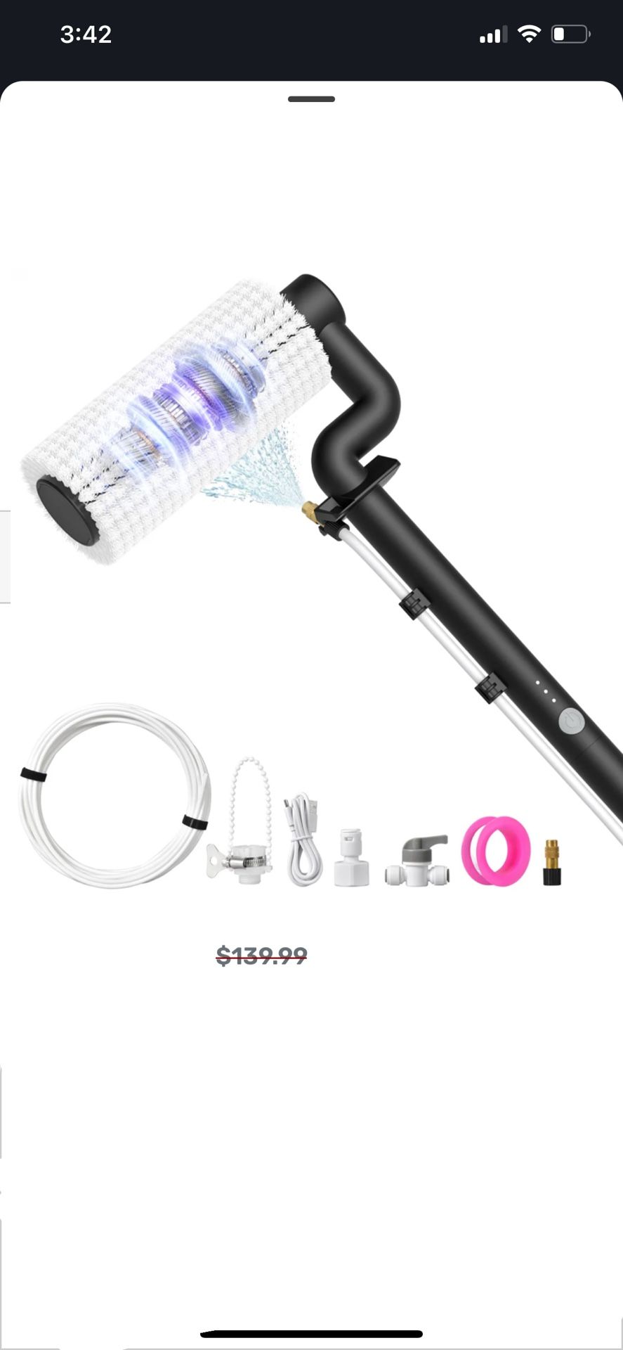 Electric Solar Panel & Window Cleaning Brush Kit – 20FT Telescopic Pole (New)