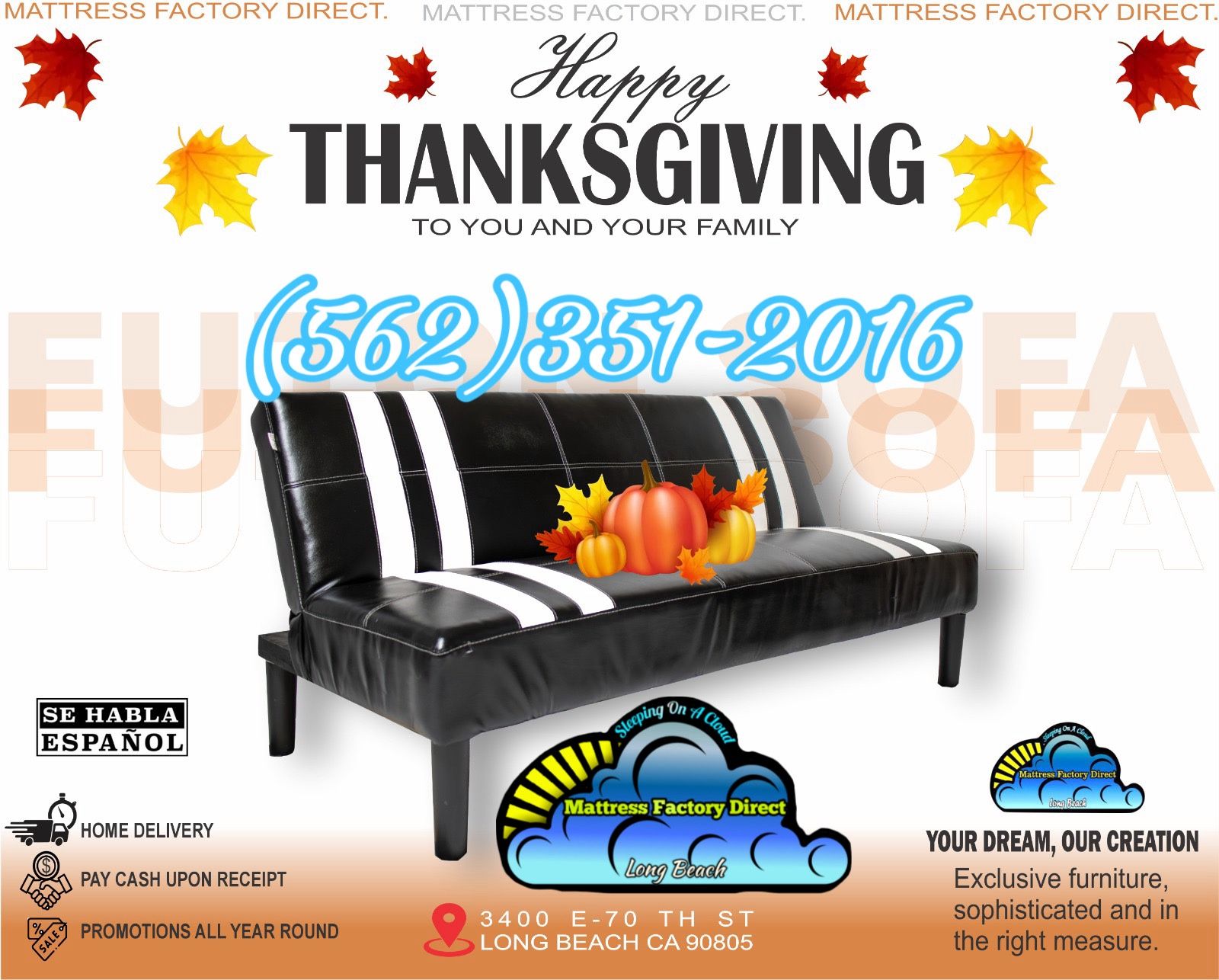 Black Futon Couch Sofá Convertible Nuevo Faux Leather White Stripes