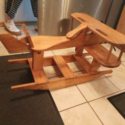 Kids Wooden Airplane rocker W/ Handles