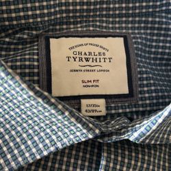 Men’s XL Blue And Teal Checkered Plaid Dress Shirt
