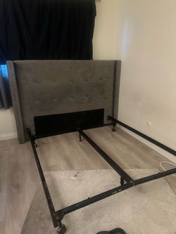 Queen bed frame with charging station