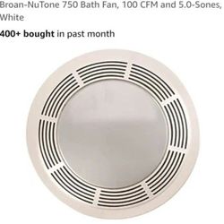 Broan-NuTone 750 Bath Fan, 100 CFM and 5.0-Sones, White$70 EACH
