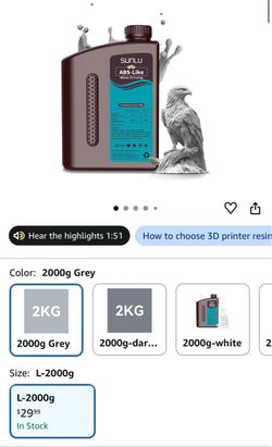 SUNLU ABS-Like UV Resin 2000g Grey