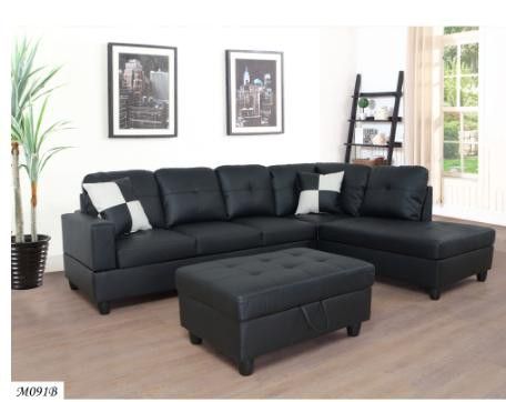 Brand New 3 Pieces Sectional Couch With Ottoman Included