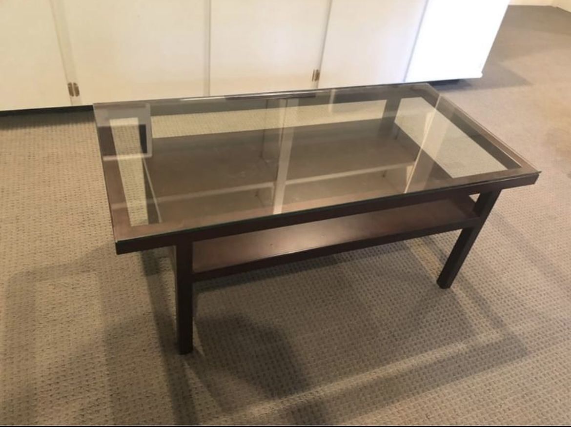 Dark Brown Glass Top Coffee Table 