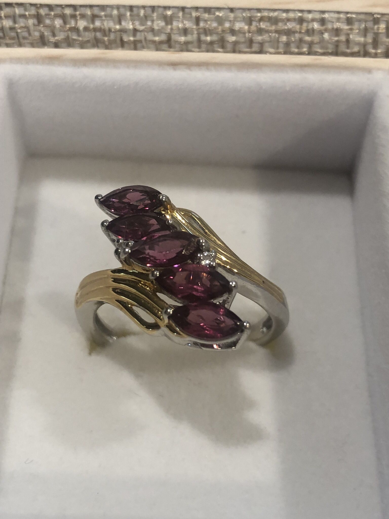 Orissa Rhodolite Garnet Zircon Bypass Ring