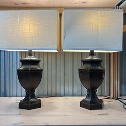 Pair Of Brown Matching Lamps