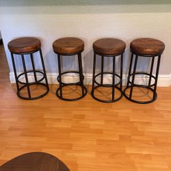 Solid Wood Barstools - Set of 4