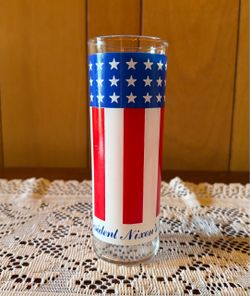 RARE Vintage President Nixon Whittier Hometown Stars and Stripes Glass