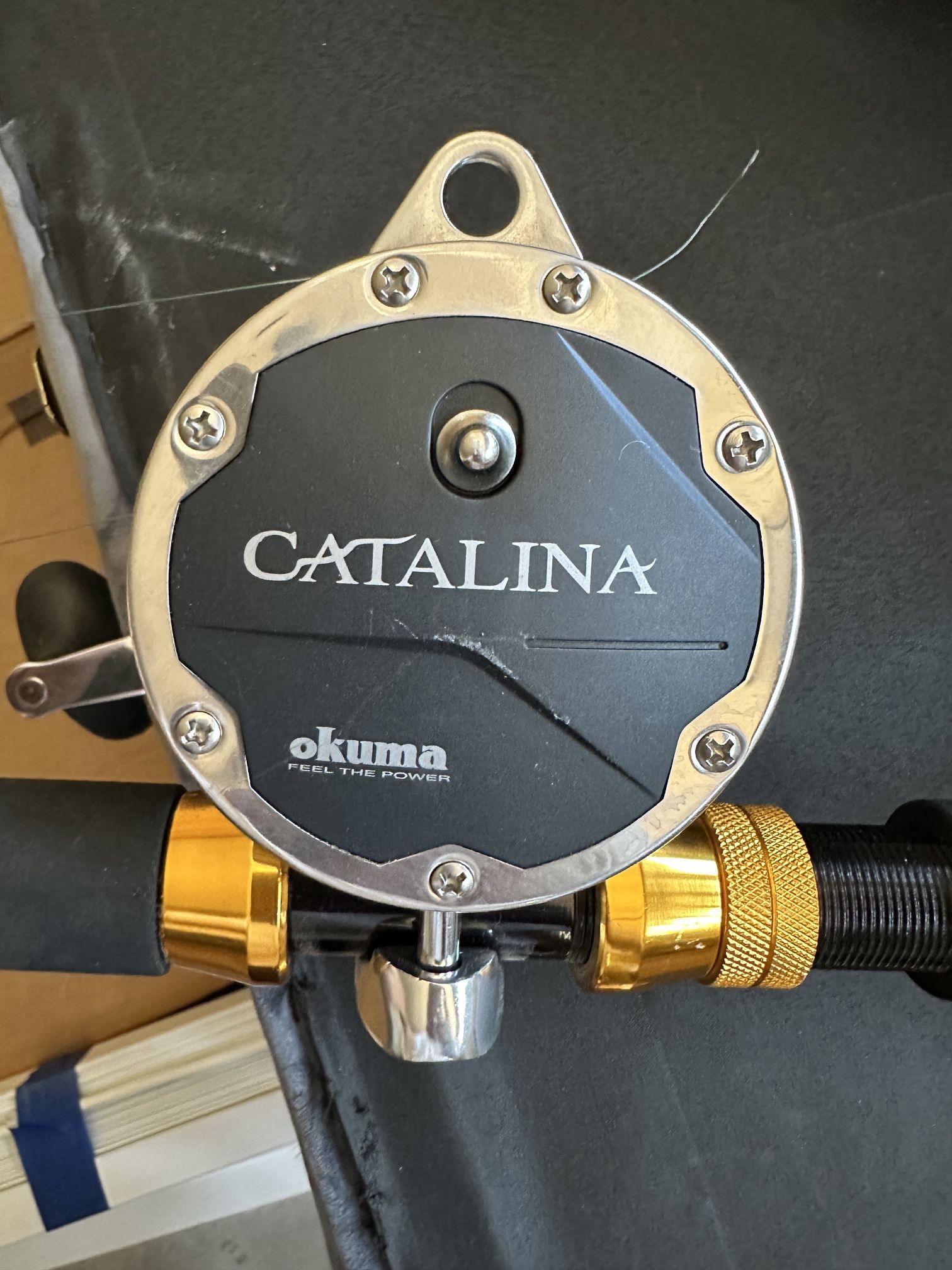 okuma catalia reel Catalina Boat Rods Lubricating Gear System Machined Aluminum Spool Oversized Okuma Catalina Pre-Spooled Copper Reels