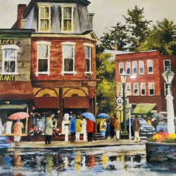 Authentic Gary Shepard “Woodstock Village” New England Collectible Painting